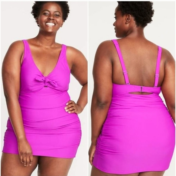 Old Navy Other - Old Navy Tie-Front Slim Swim Dress Fuschia Purple 2x